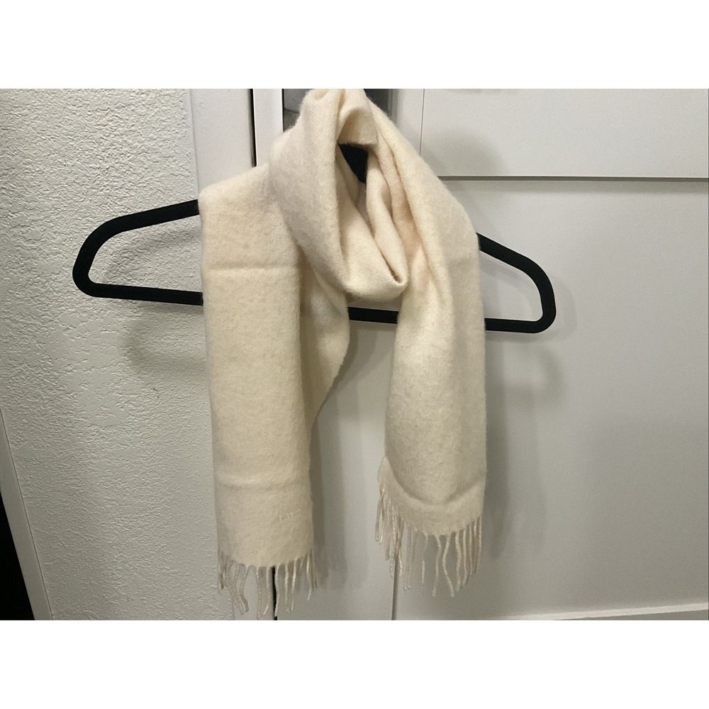 Vintage 90s - LAURA ASHLEY Pure New Wool Skarf Made In Scotland Ivory Rectangle